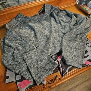 Cuddl Duds Gray Pajama Set with Pink and Black Accents